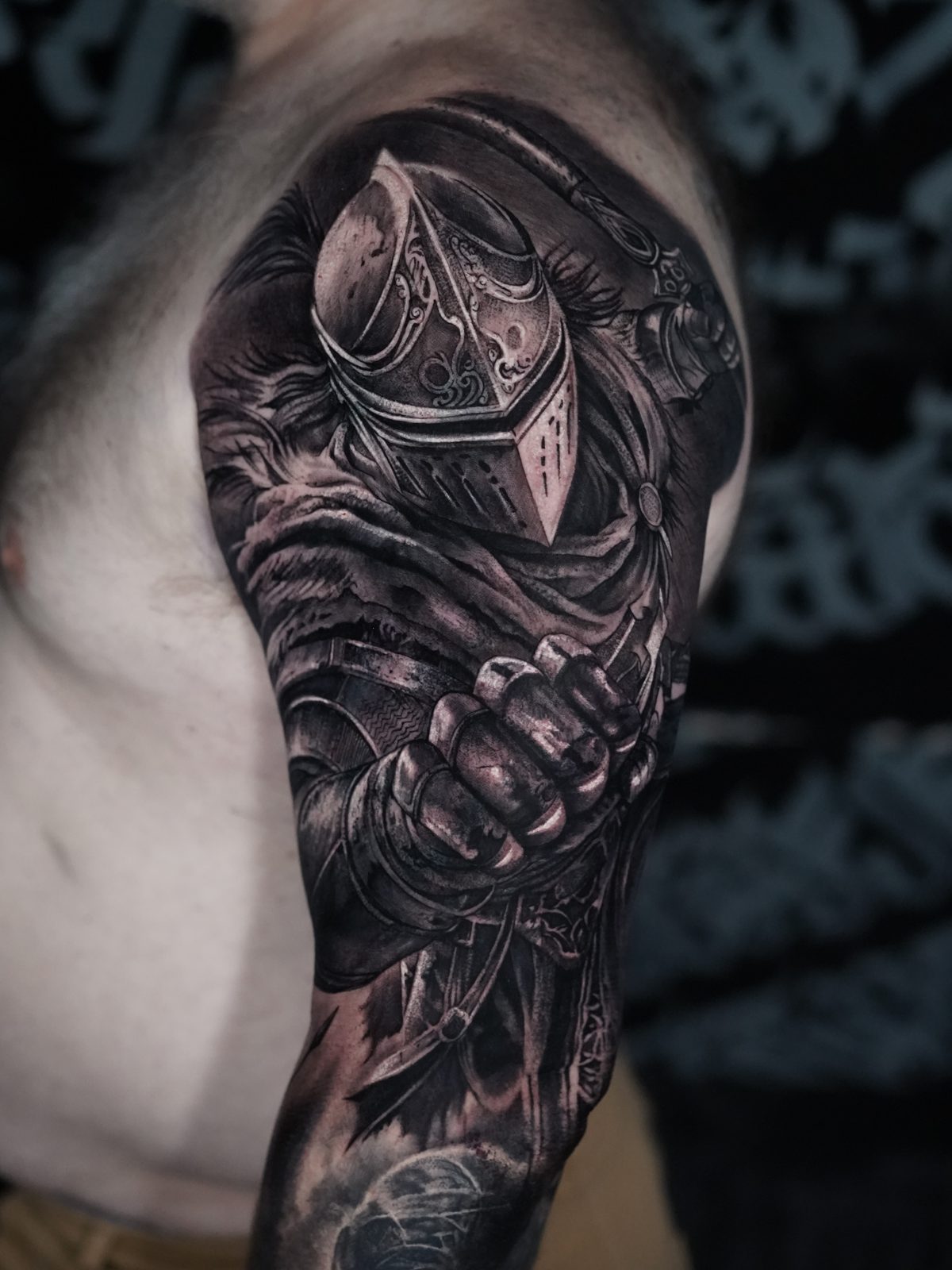 black and grey realism tattoo by Milan Boros, London