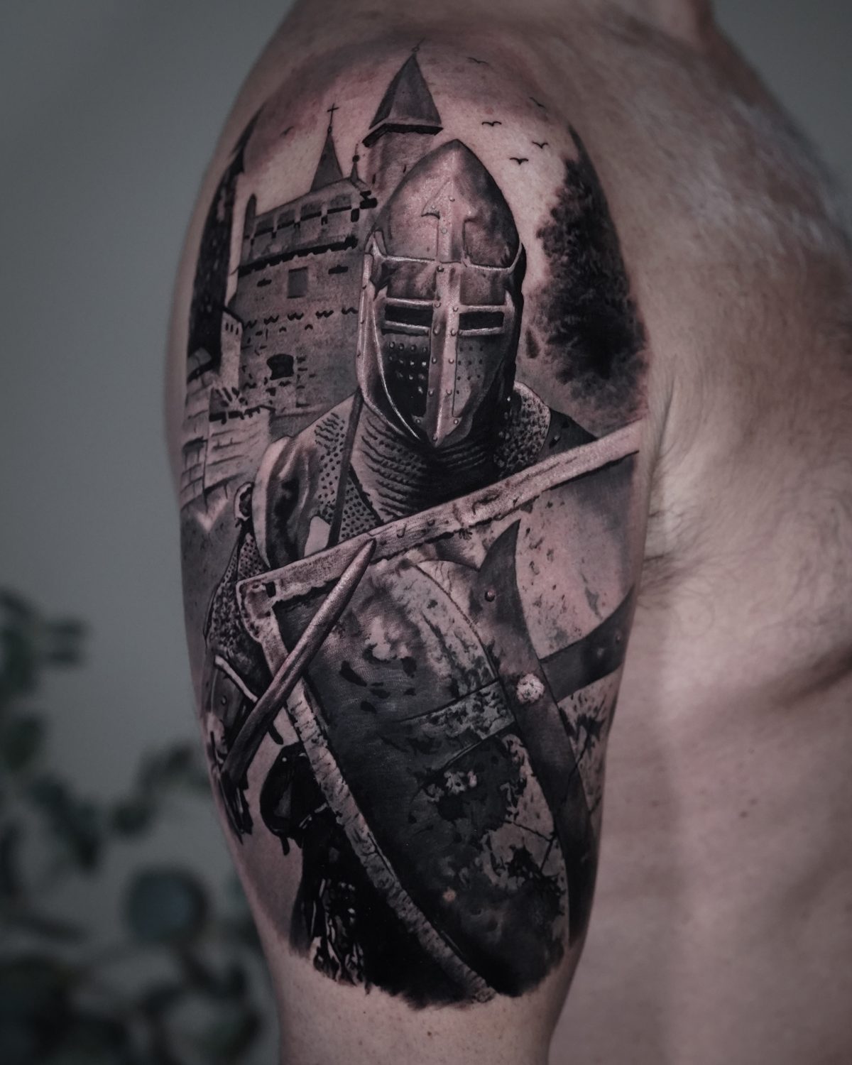 black and grey realism tattoo by Milan Boros, London