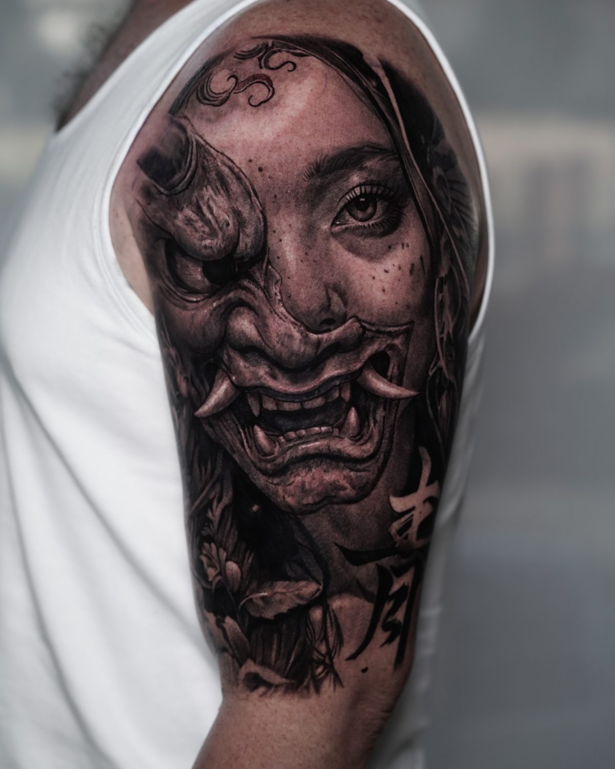 black and grey realism tattoo by Milan Boros, London